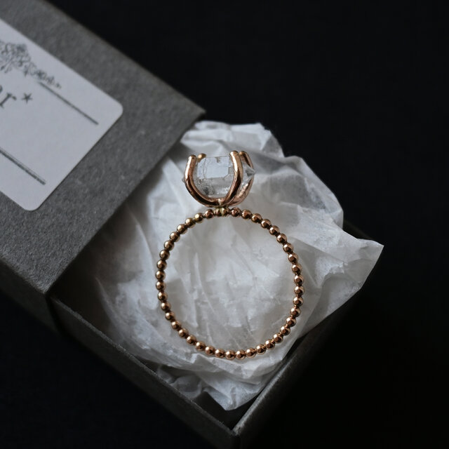 14kgfハーキマーダイヤモンドリング dot  feather