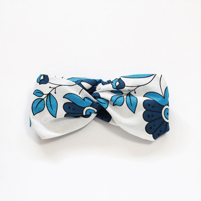 アフリカ布 カンガのクロスターバン（ フラワー ） ヘアバンド ヘアターバン