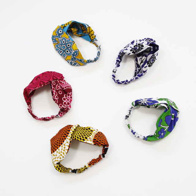 アフリカ布 カンガのクロスターバン（ アラベスク ） ヘアバンド ヘア