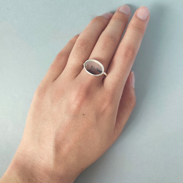 デンドリティック アゲート シルバー 12号  指輪 リング インクルージョン デンドリティック アゲート シルバー 12号 指輪 リング