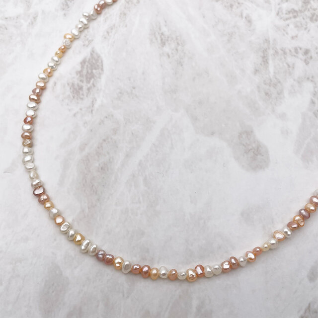 淡水パール 真珠 バロック フラット ボタン マルチカラー 3mm 4mm 極小 小粒 19cm tp0015