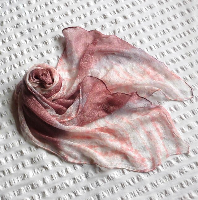 【縫い巻き上げ絞りストール】＊ゆらゆら模様＊