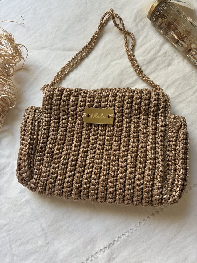 モカ茶のコードショルダーバッグ