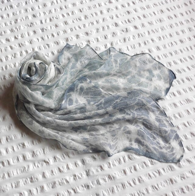 【絞り染ストール】＊氷裂文 ：水色＊