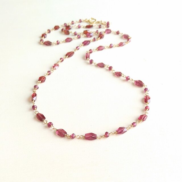 ガーネットネックレス（14KGF)