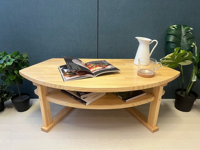 【送料無料】 ローテーブル 扇形 90cm 45cm パイン ナチュラル 送料無料】 ローテーブル 扇形 90cm 45cm 35cm パイン ナチュラル