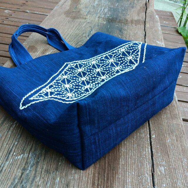 天然藍染・刺し子【一点もの丁寧な手しごとトートバッグ・手提げバッグ