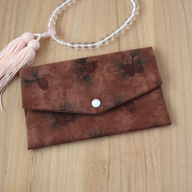 セール✨【送料無料】数珠ケース　数珠入れ　念珠ケース　念珠入れ　ブラウン　松　No.437