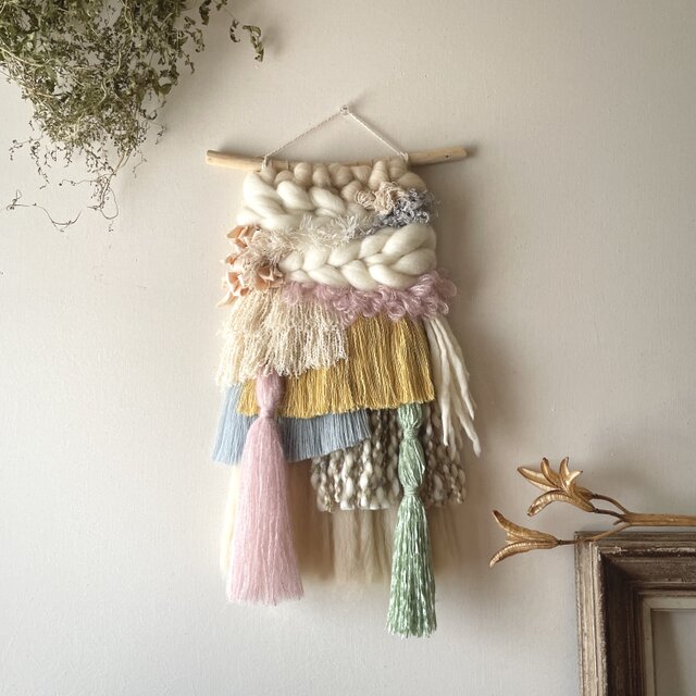 【一点もの】流木 ウィービングタペストリー 『smoky pastel, g.』