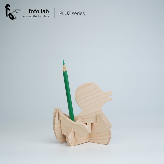 PLUZ｜卓上の小さなペット×木板の立体パズル×アヒル　組み木／木製／知育／癒し／文房具