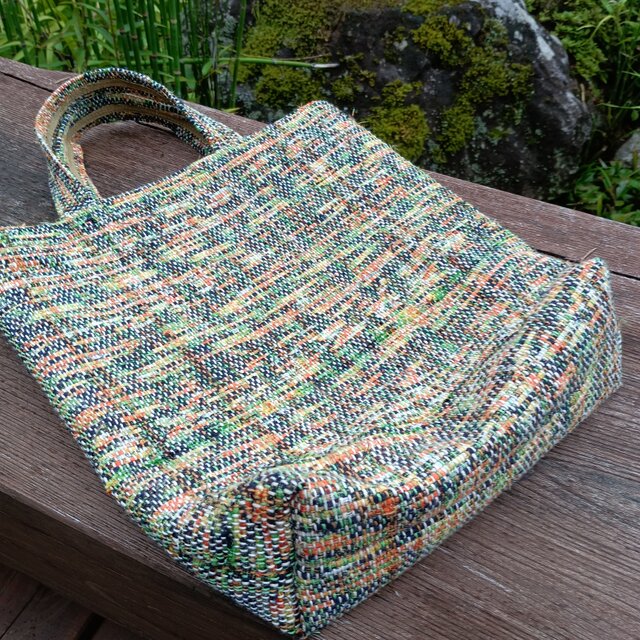 裂き織りが紡ぐ、あなただけの一点ものバッグ(トートバッグ・手提げバッグ) 【角型　】250813-8