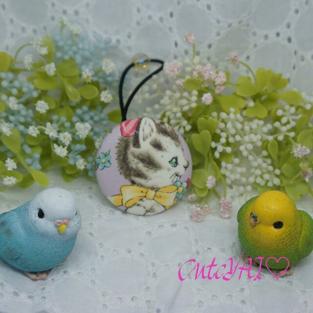 くるみボタン ヘアゴム かわいい キルトゲイト 子猫とパーティーハット 04