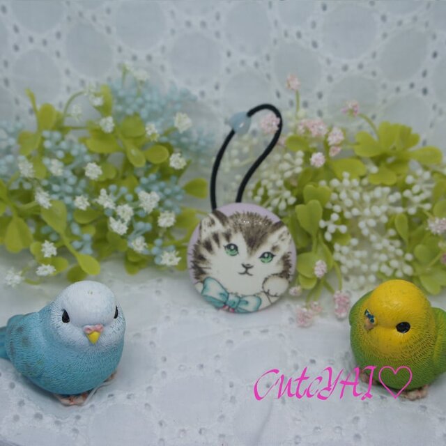 くるみボタン ヘアゴム かわいい キルトゲイト 子猫とパーティーハット 06