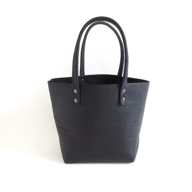 SALE開始～  ☆新作☆《ゴート》ぷっくり三角マチ♪底マチワイドミニトート・シュリンク・ブラック・0520