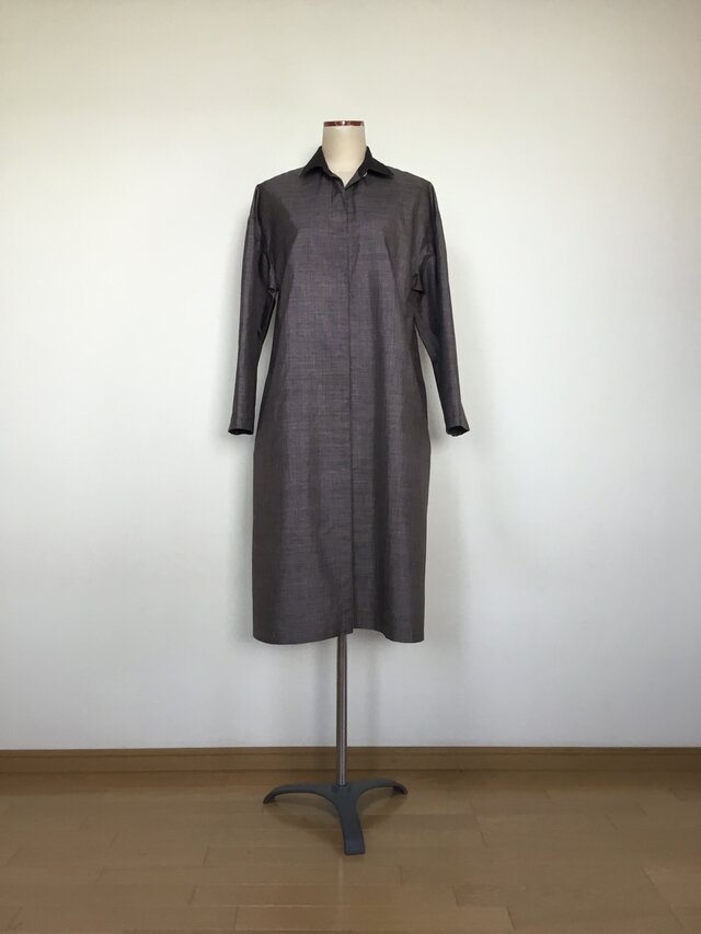 紬のワンピース　　　着物リメイク