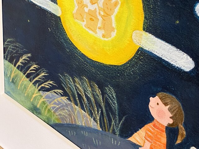 9月の絵｜原画「お月見」 ※額縁入り | iichi 日々の暮らしを心地よく