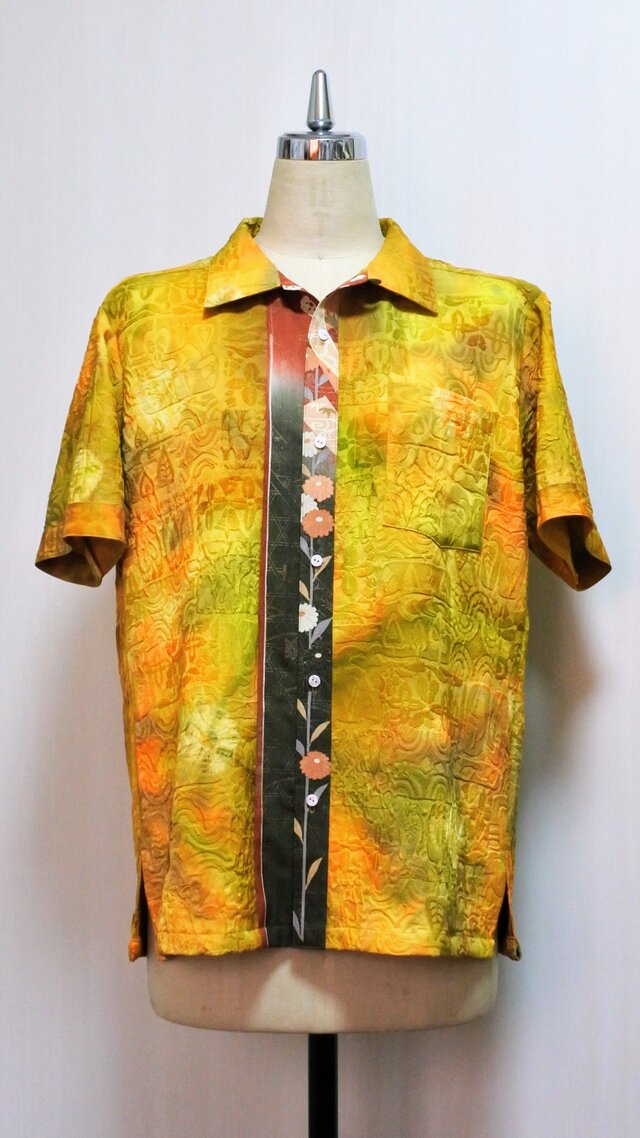 着物リメイク　オープンカラーシャツ　アロハシャツ