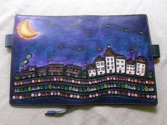 ほぼ日手帳仕様 B6サイズレザー手帳カバー 刻印＆拭き染め