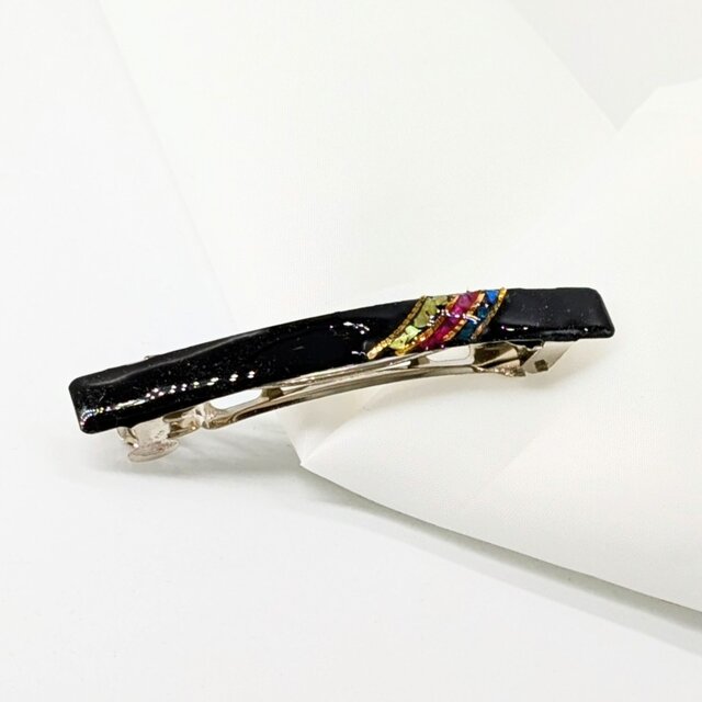 螺鈿と黒漆のヘアバレッタ