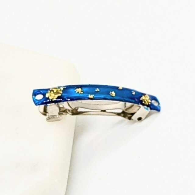 ブルーとゴールドのヘアバレッタ