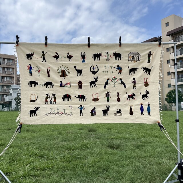 ミャンマー・チン族手刺繍布【ホワイト】Lot.5