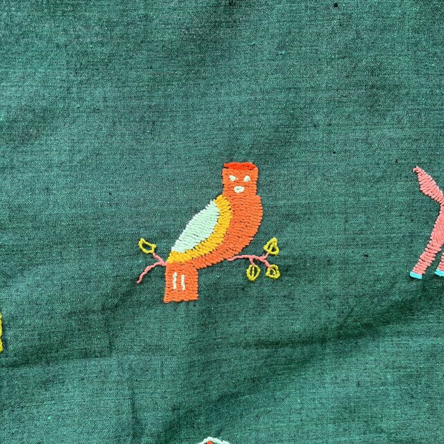ミャンマー・チン族手刺繍布【グリーン】Lot.2 | iichi 日々の暮らしを
