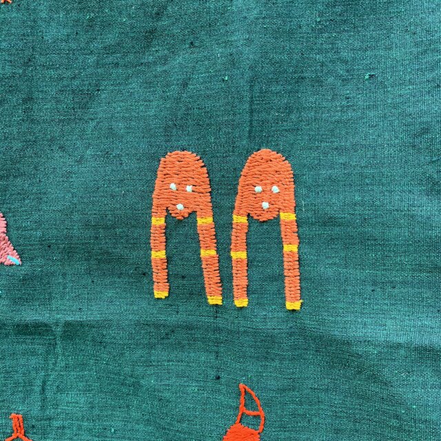 ミャンマー・チン族手刺繍布【グリーン】Lot.2 | iichi 日々の暮らしを