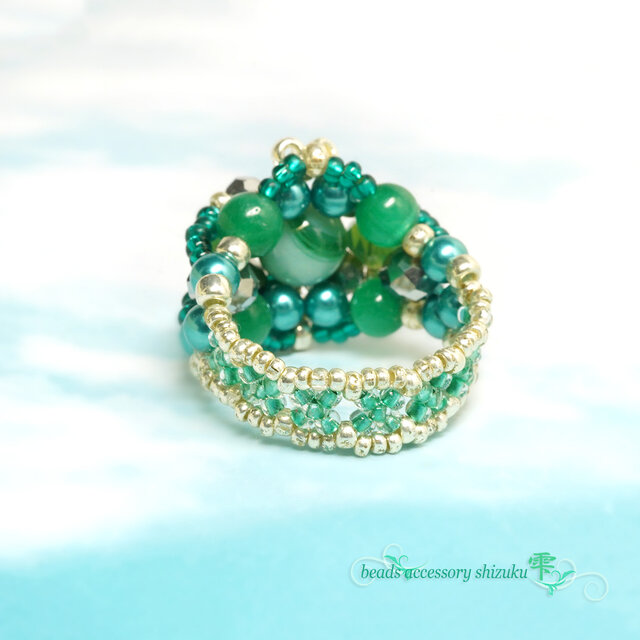 天然石リングC＊17号＊グリーンストライプアゲート | iichi 日々の