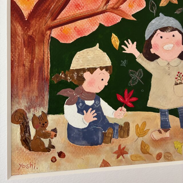 11月の絵｜原画「紅葉」 ※額縁入り | iichi 日々の暮らしを心地よく