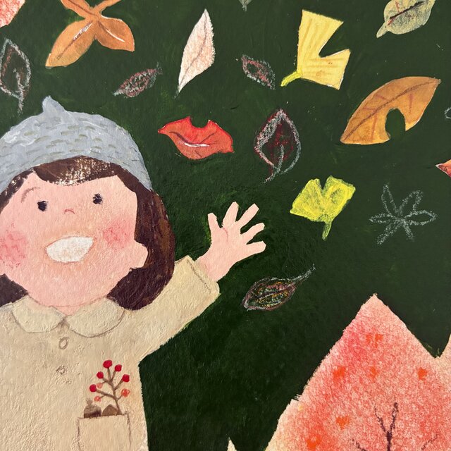 11月の絵｜原画「紅葉」 ※額縁入り | iichi 日々の暮らしを心地よく