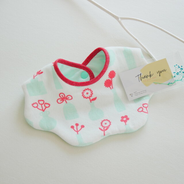 ポップな草花なみなみスタイ　タオル＆ガーゼ