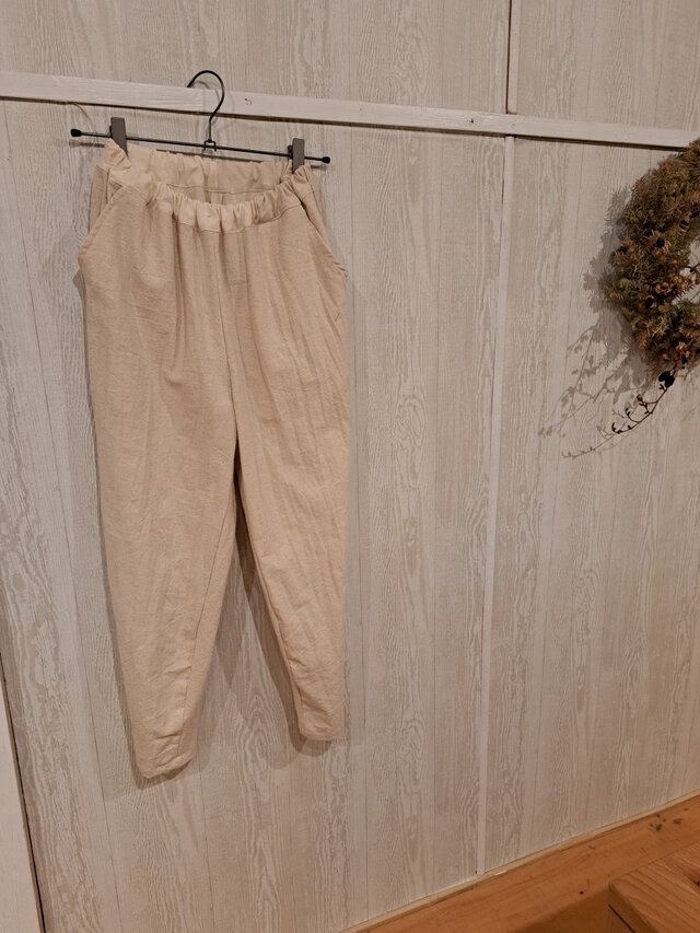 uni 綿麻定番パンツ　キナリ