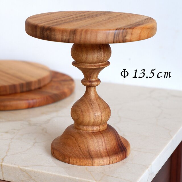 キャンドルスタンド ケーキスタンド 木製 楠 ケーキ台 燭台 13.5cm