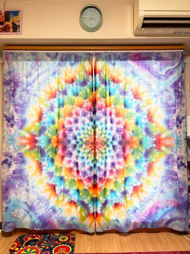 タイダイ カーテン 美しい幻想的な大曼荼羅 HD24-74