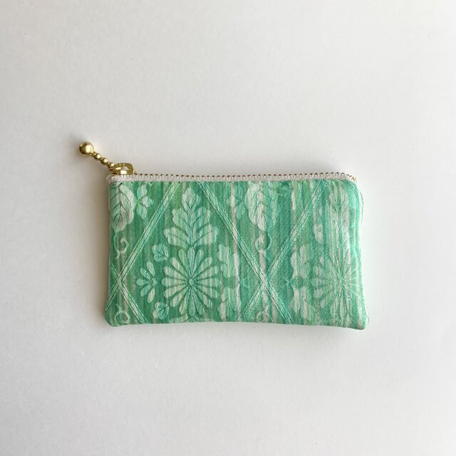 絹手染ミニポーチ（緑系）