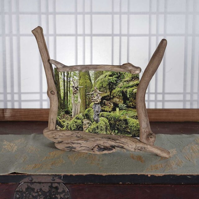 流木フォトスタンド 写真額 写真立て 木の額 流木アート 木の