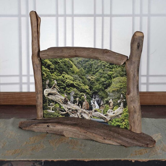 流木フォトスタンド 写真額 写真立て 木の額 流木アート 木の