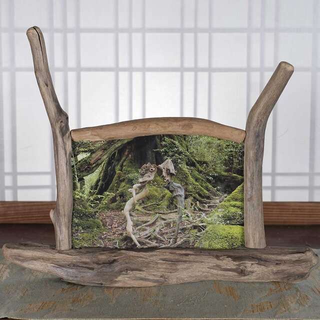 流木フォトスタンド　写真額　写真立て　木の額　　流木アート　木のインテリア　ナチュラルアート　１０５