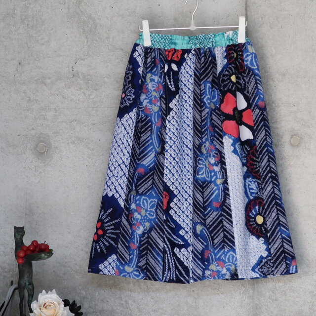 有松絞りのスカート パッチワーク 着物リメイク | iichi 日々の暮らし