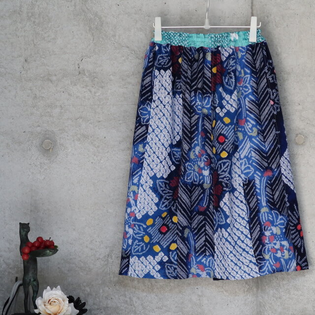 有松絞りのスカート パッチワーク 着物リメイク | iichi 日々の暮らし