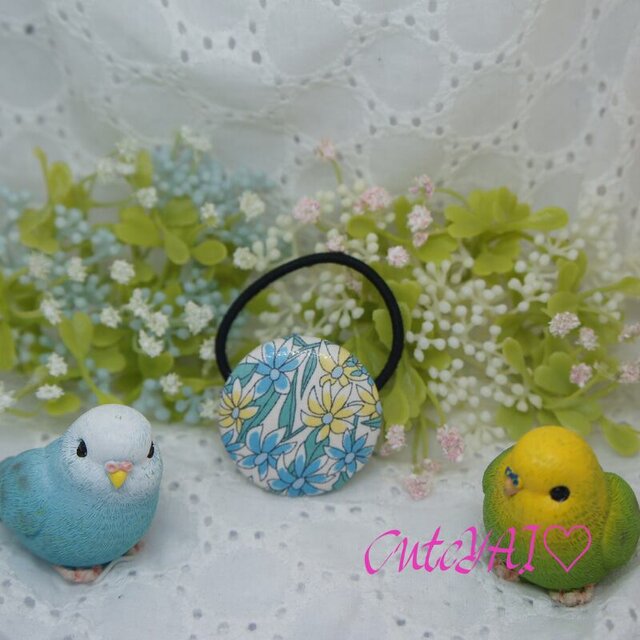 くるみボタン ヘアゴム キレイめ リバティ 花柄 01