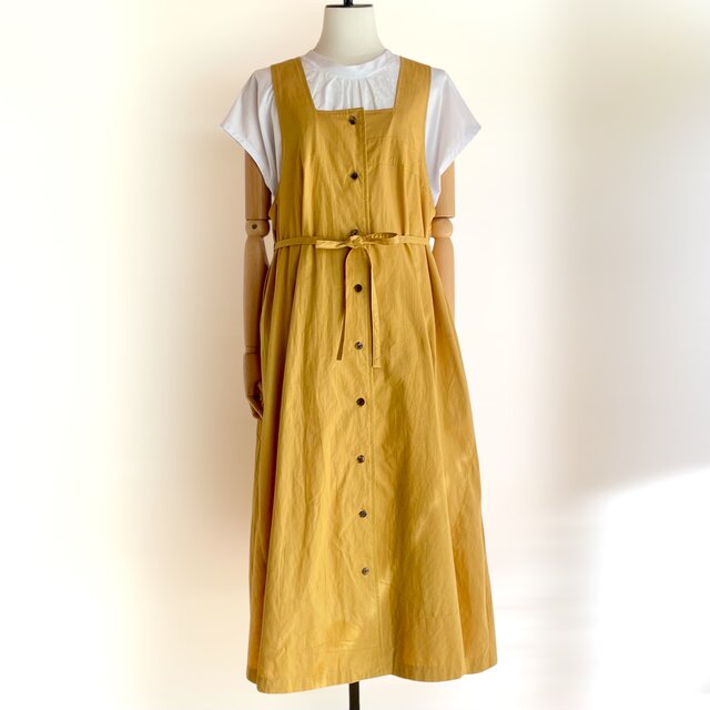 スクエアネック ジャンパースカート【送料込み】古布リメイク