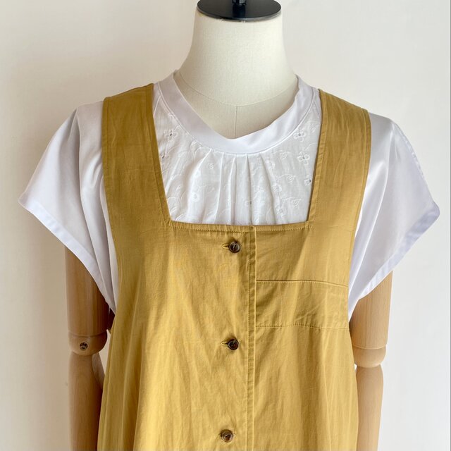 スクエアネック ジャンパースカート【送料込み】古布リメイク