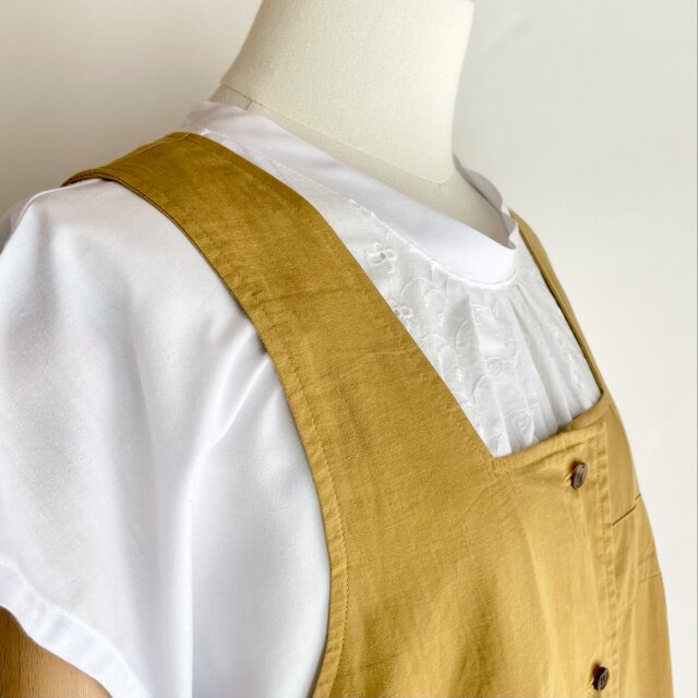 スクエアネック ジャンパースカート【送料込み】古布リメイク