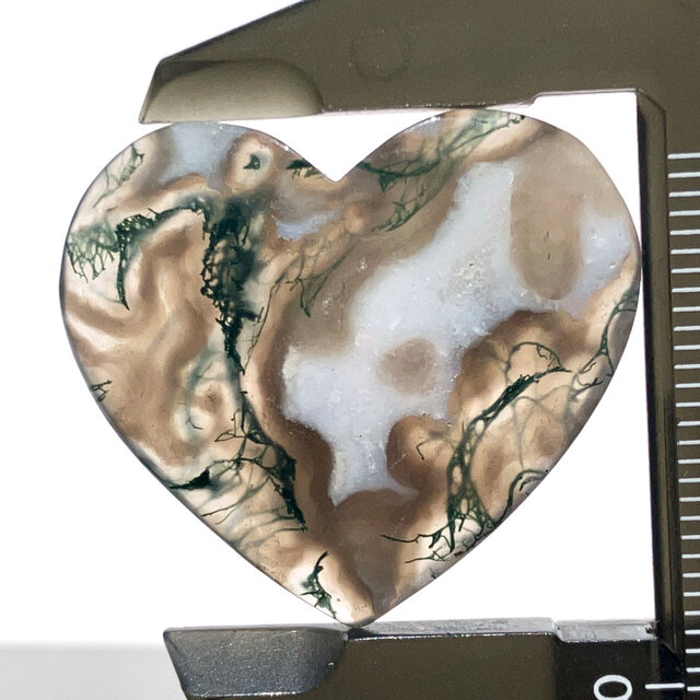 ハート形モスアゲート[320] 28x32mm 39Cts　ルース／天然石／カボション