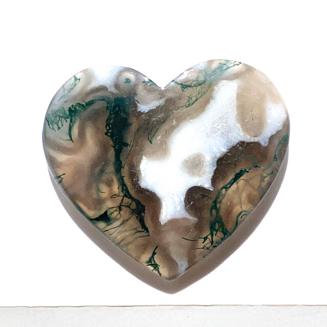 ハート形モスアゲート[320] 28x32mm 39Cts ルース／天然石／カボション