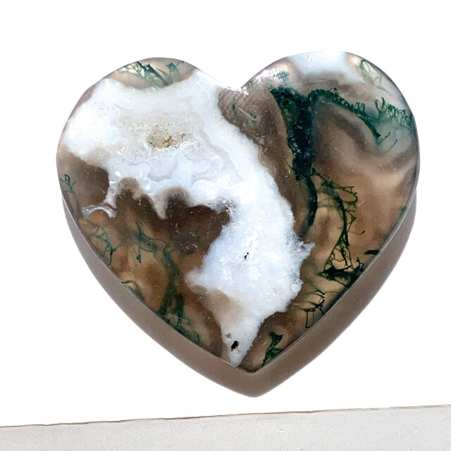 ハート形モスアゲート[320] 28x32mm 39Cts ルース／天然石／カボション