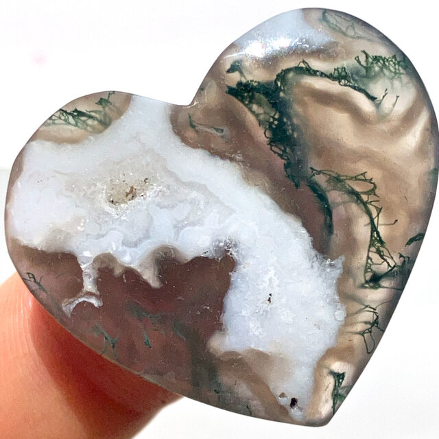 ハート形モスアゲート[320] 28x32mm 39Cts ルース／天然石／カボション