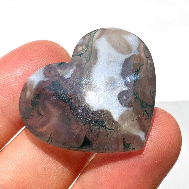 ハート形モスアゲート[320] 28x32mm 39Cts ルース／天然石／カボション