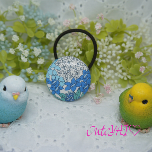 くるみボタン ヘアゴム キレイめ リバティ 花柄 05